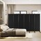 6-Panel Black Polyester Room Divider with Lockable Wheels Portable Privacy Screen for Bedroom and Office